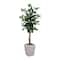 5ft. Artificial Ficus Tree in White Metal Square Planter